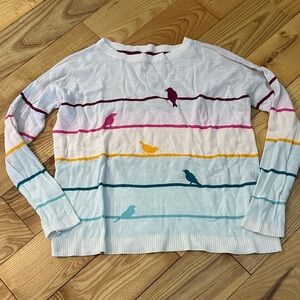 Eric + Lani Colorful Bird Pattern Sweater, Large